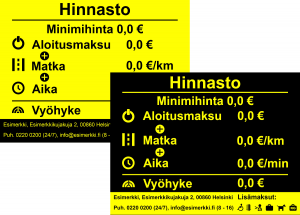 Traficomin määräyksen mukainen taksatarra